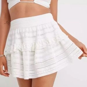 Aerie White Lace Mini Skirt